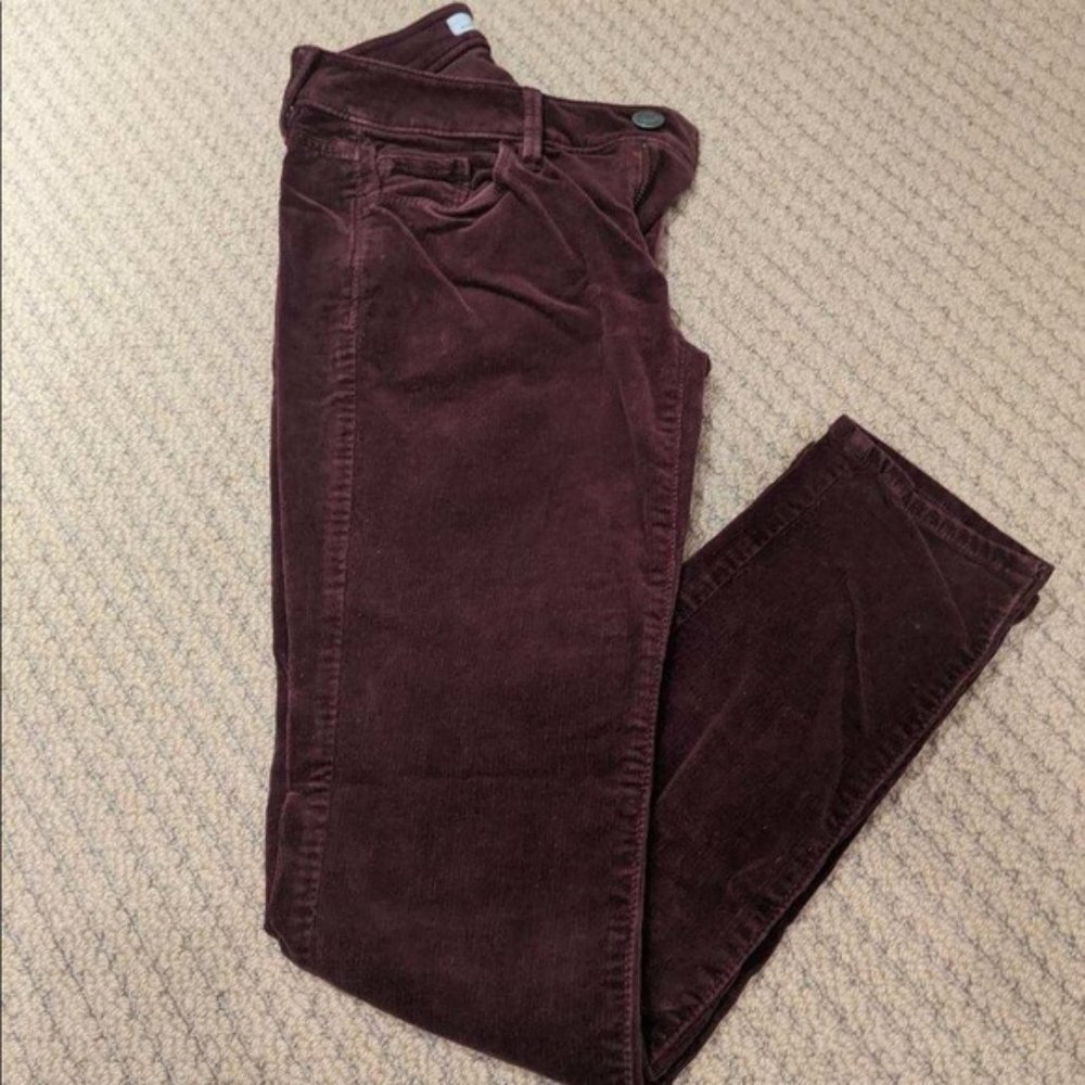 LOFT - Skinny Maroon Corduroy Pants